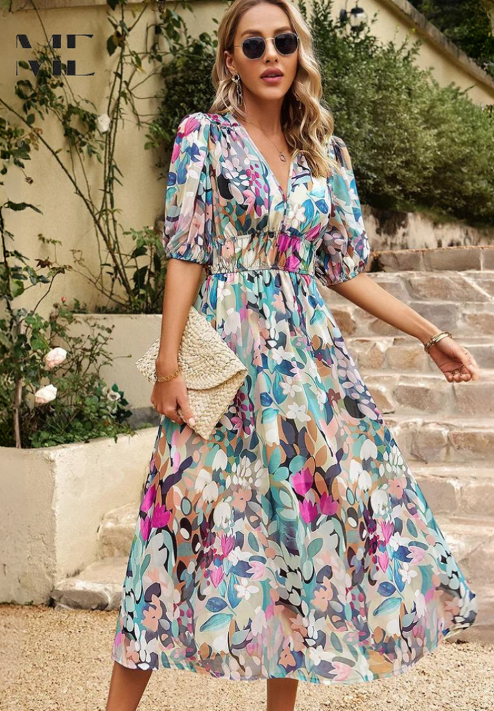 Vestido Midi Elegante para Invitada de Boda en Rosa 4