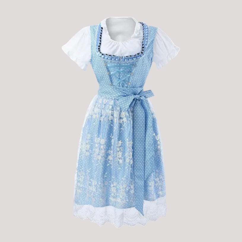 Vestido Mujer Oktoberfest Tirolés Tradicional en Azul 1