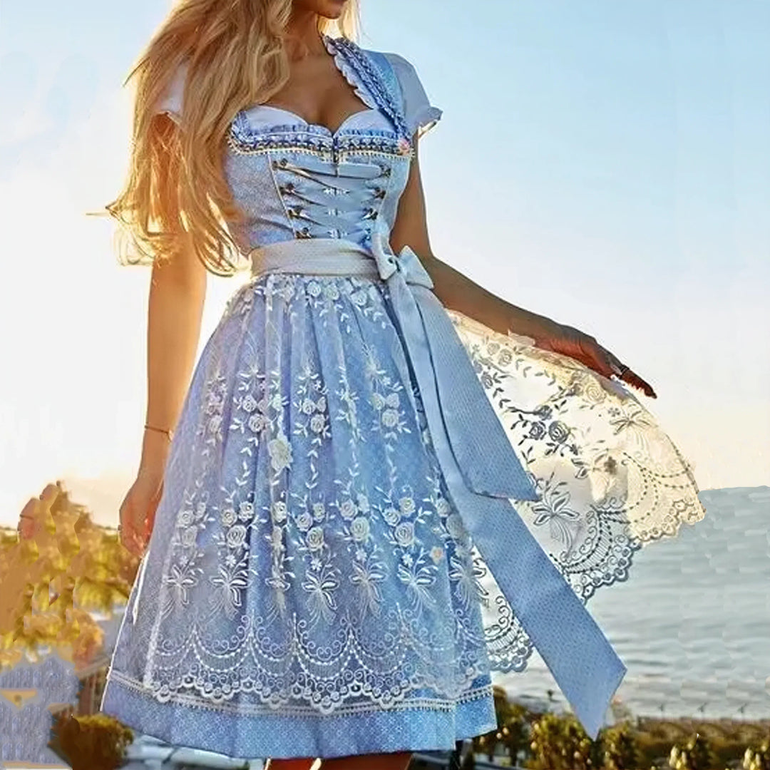 Vestido Mujer Oktoberfest Tirolés Tradicional en Azul 2