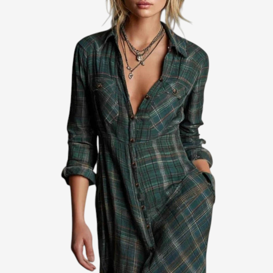 Vestido Otoño Midi Minimalista de Oficina (5)