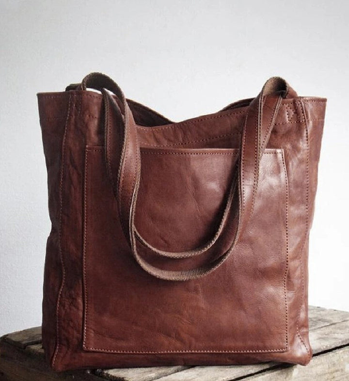 Vielseitige Damen Leder Handtasche für jeden Tag in Dunkelbraun
