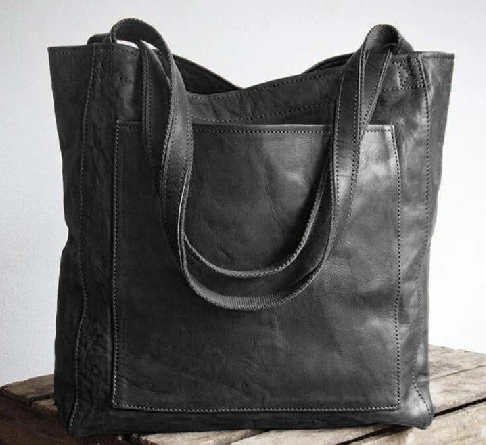Vielseitige Damen Leder Handtasche für jeden Tag in Schwarz
