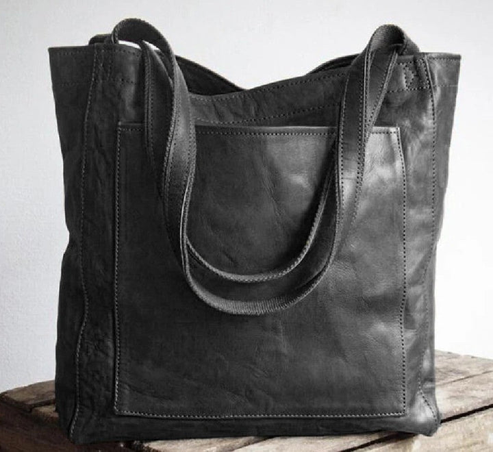 Vielseitige Damen Leder Handtasche für jeden Tag in Schwarz