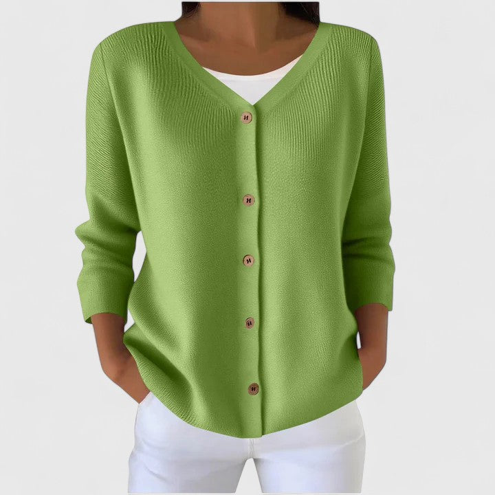 Vielseitige lange Strickjacke für Damen in Grün