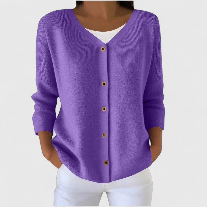 Vielseitige lange Strickjacke für Damen in Lila