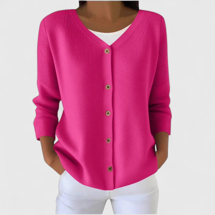 Vielseitige lange Strickjacke für Damen in Rosa