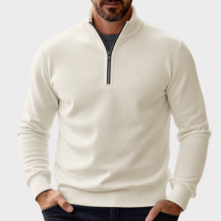Vielseitiger Herren Pullover mit Reißverschluss in Beige