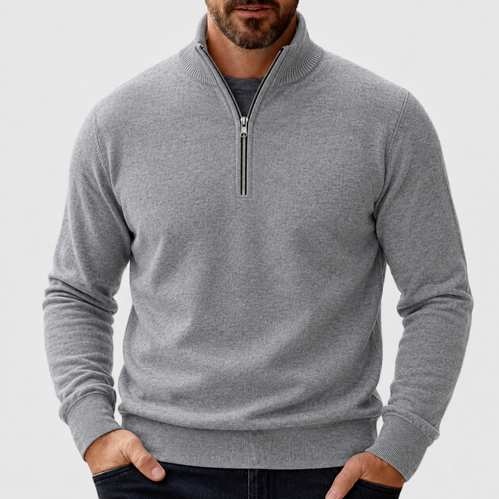 Vielseitiger Herren Pullover mit Reißverschluss in Dunkelgrau