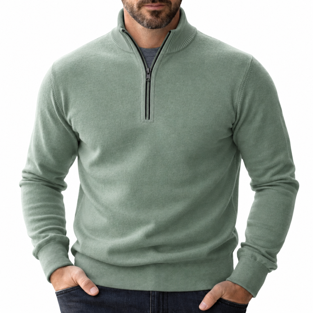 Vielseitiger Herren Pullover mit Reißverschluss in Grün