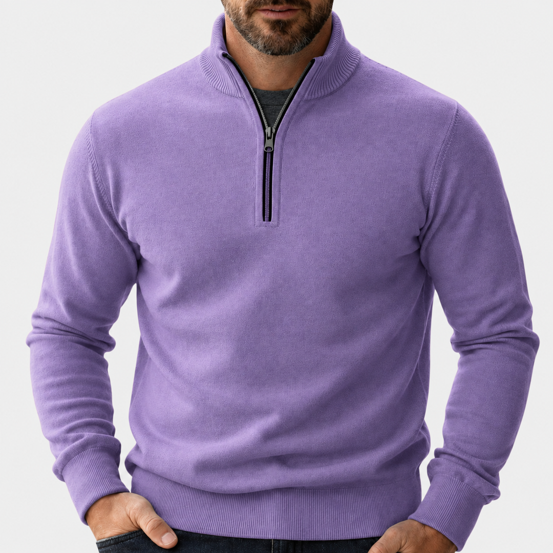 Vielseitiger Herren Pullover mit Reißverschluss in Lila