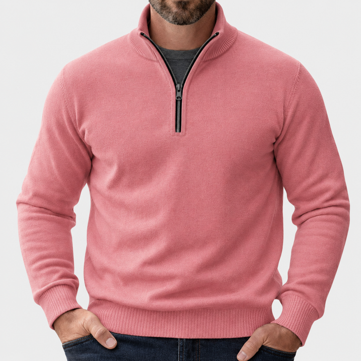 Vielseitiger Herren Pullover mit Reißverschluss in Rosa