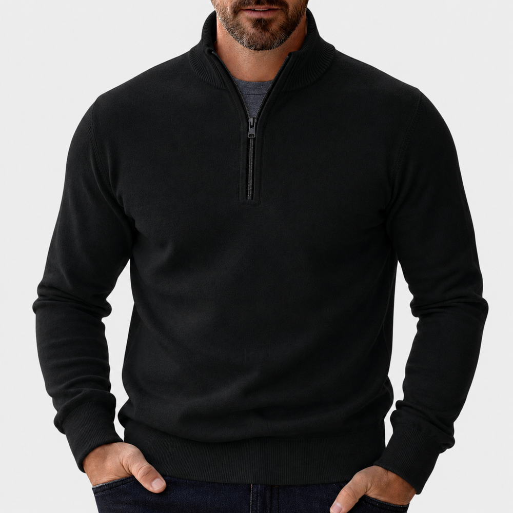 Vielseitiger Herren Pullover mit Reißverschluss in Schwarz