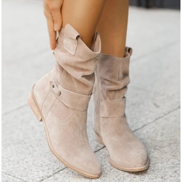 Warme Damen Stiefeletten für den Herbst in Beige