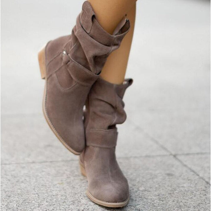 Warme Damen Stiefeletten für den Herbst in Dunkelgrau