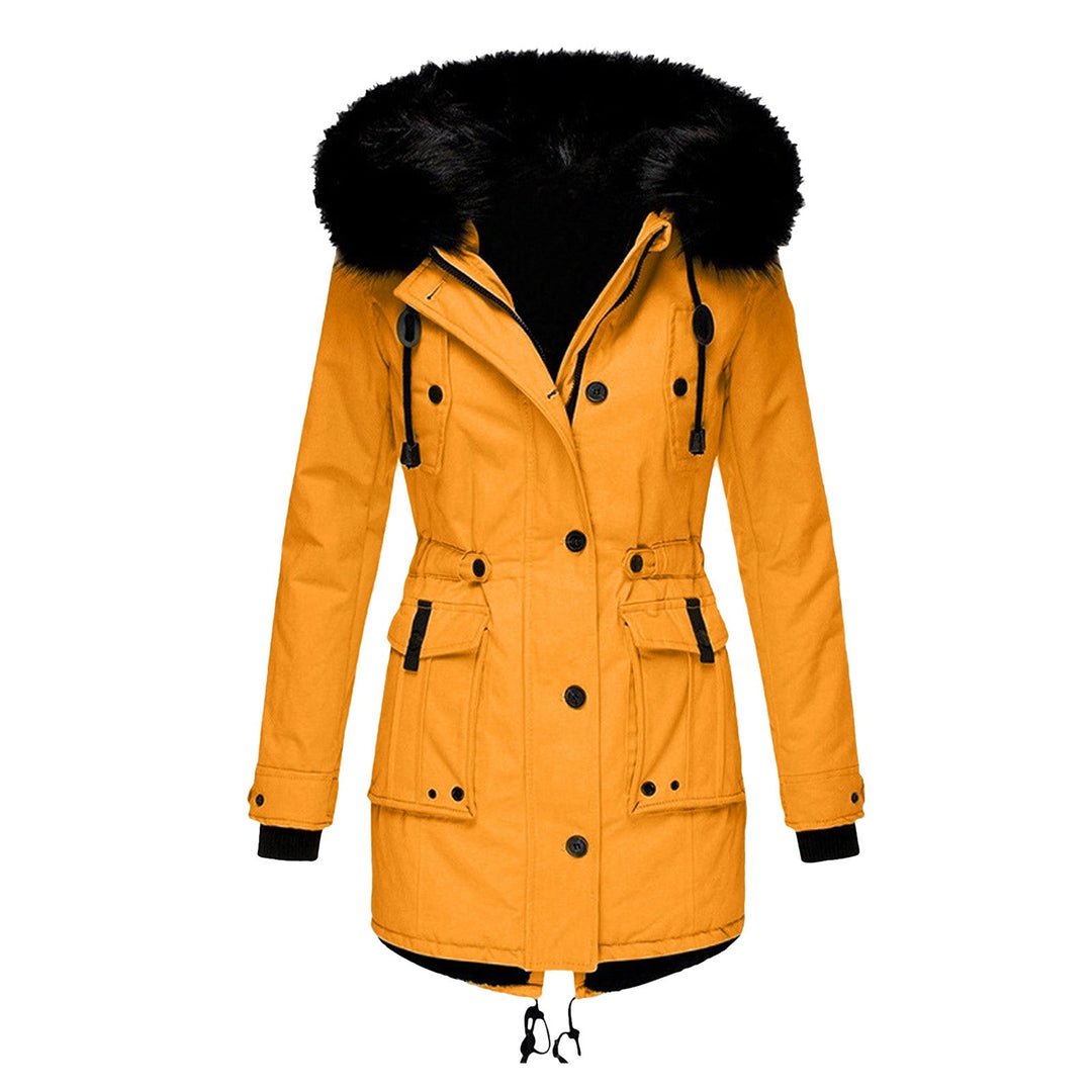 Warme Damen Teddy Jacke für Herbst in Goldfarben