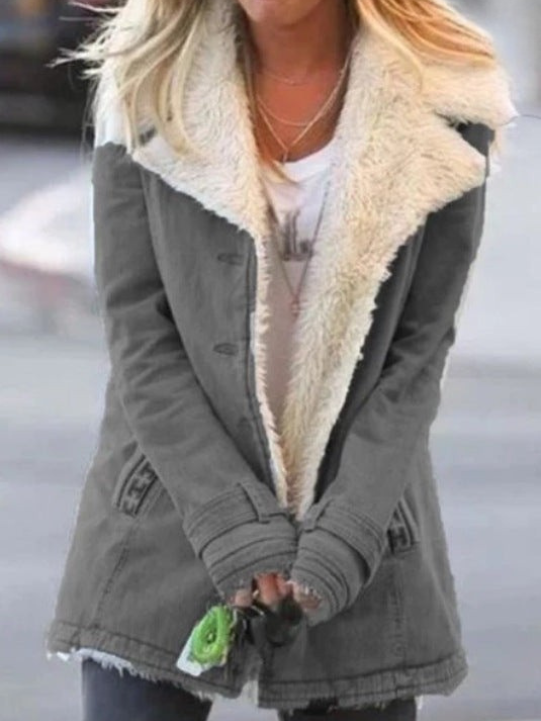 Warme Damen Winterjacke elegant für den Herbst in Grau