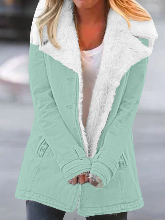 Warme Damen Winterjacke elegant für den Herbst in Hellgrün