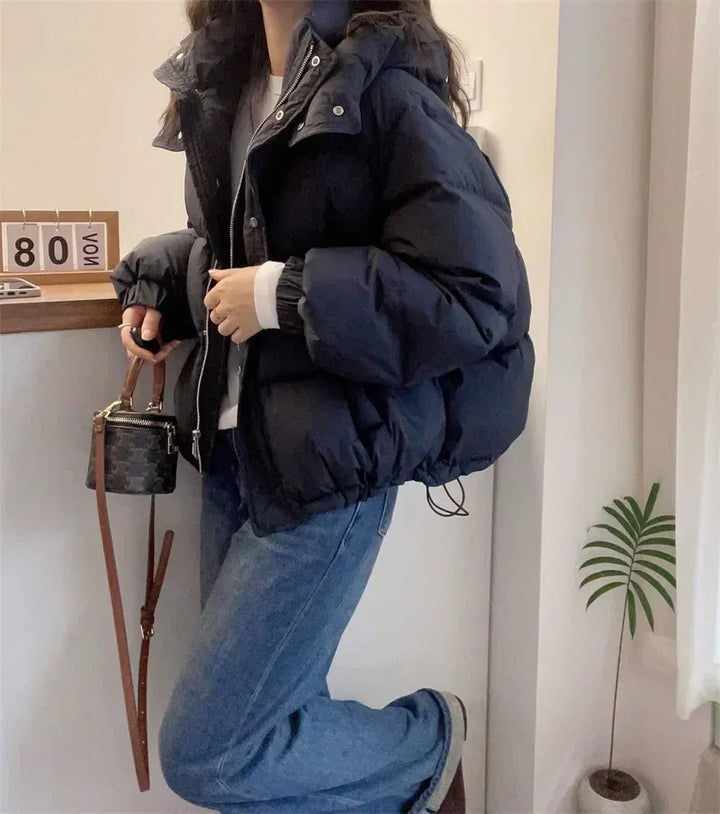 Warme Damen Winterjacke mit Kapuze und Kragen (5)