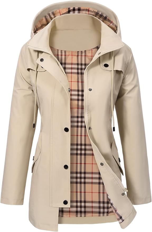 Warme gefütterte Winterjacke für Damen in Beige
