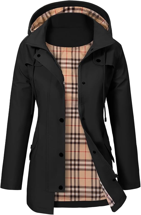 Warme gefütterte Winterjacke für Damen in Schwarz