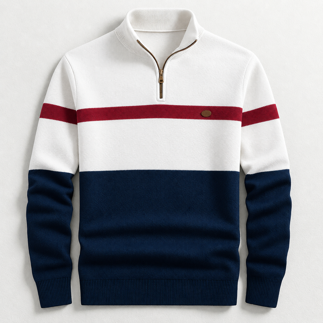 Warmer Pullover Herren für den Herbst in Marineblau Weiß