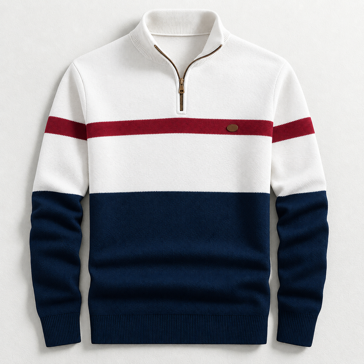 Warmer Pullover Herren für den Herbst in Marineblau Weiß