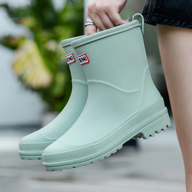 Wasserdichte Damen Stiefeletten für Regen in Grün