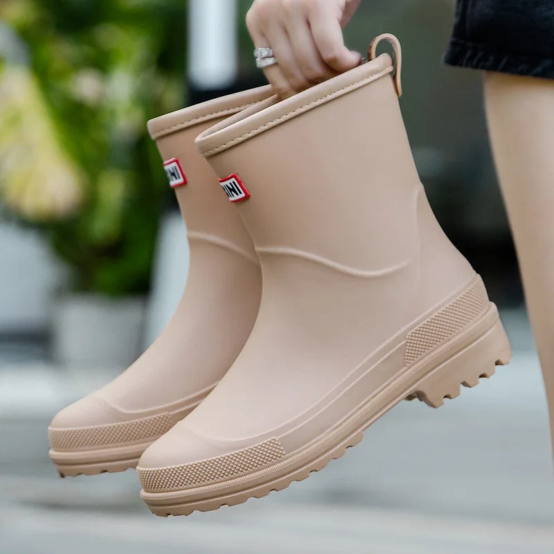 Wasserdichte Damen Stiefeletten für Regen in Khaki