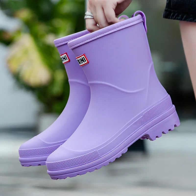 Wasserdichte Damen Stiefeletten für Regen in Violett
