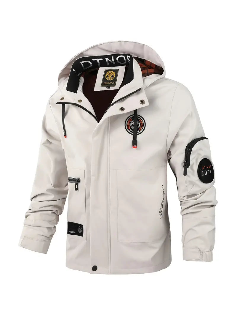 Wasserfeste Herren-Daunenjacke mit verstellbarer Kapuze in Weiß