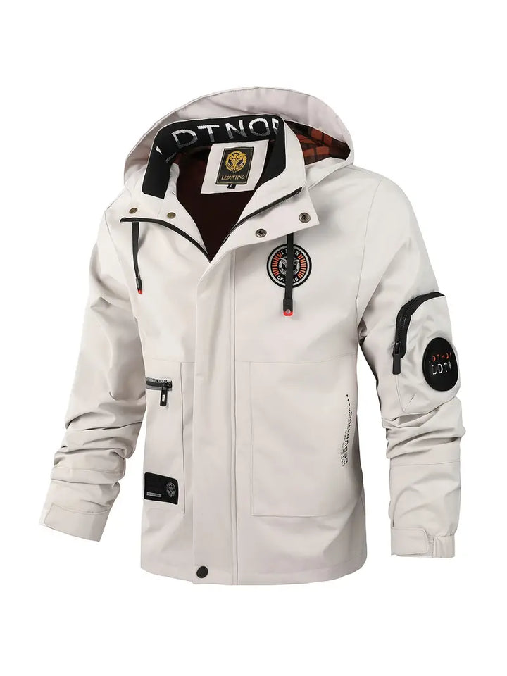 Wasserfeste Herren-Daunenjacke mit verstellbarer Kapuze in Weiß