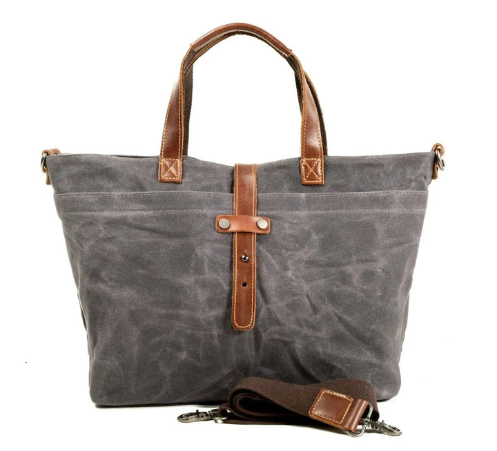Waxed Canvas Tote Bag Leather-Trim (6)