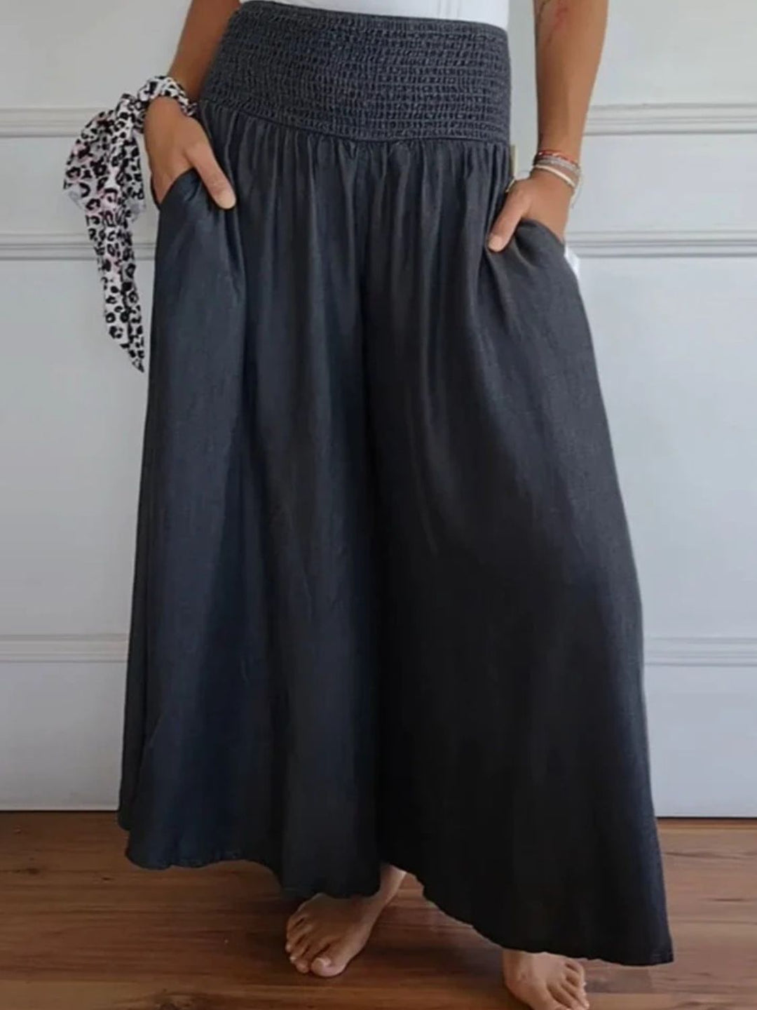 Weit geschnittene Baumwollhose für den en Negro