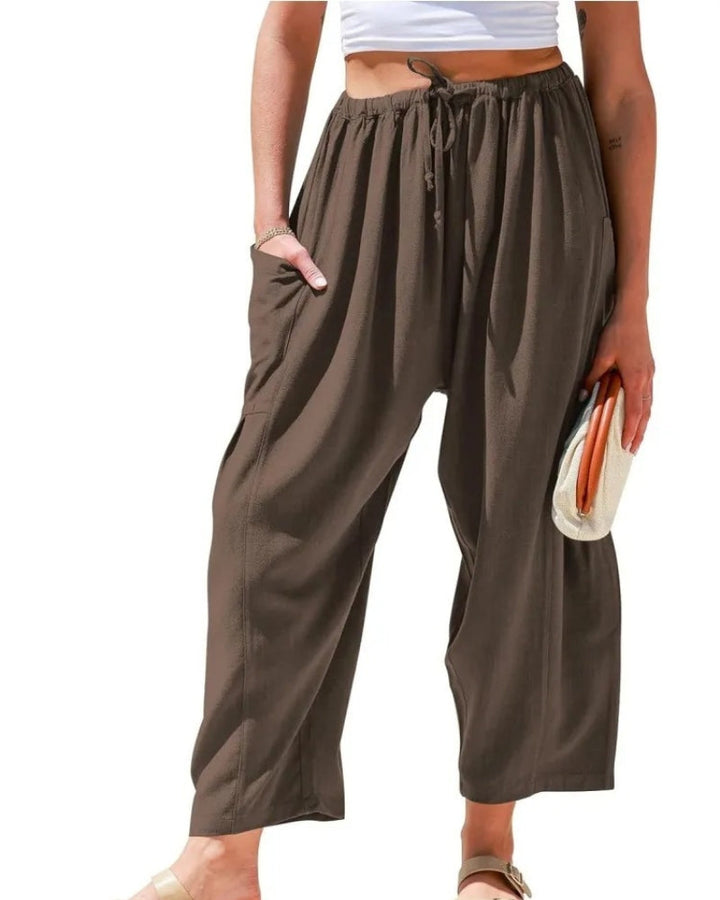 Weite Leinenhose Wide pants en Dunkelkaffee
