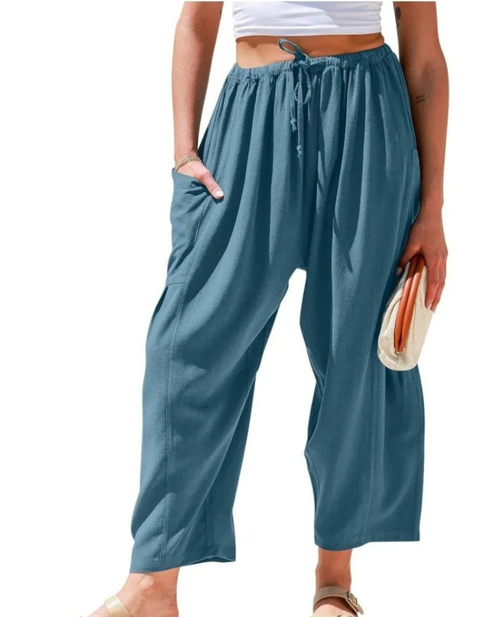 Weite Leinenhose Wide pants en Seeblau