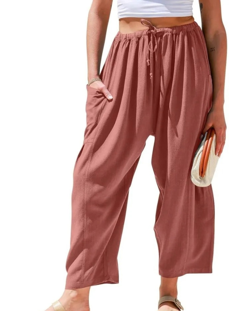 Weite Leinenhose Wide pants en Staubiges Rosé