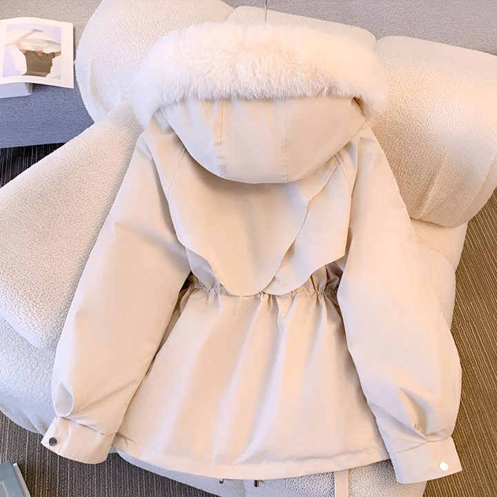 Winterjacke Damen Casual mit Kunstfellkragen für Herbst (2)