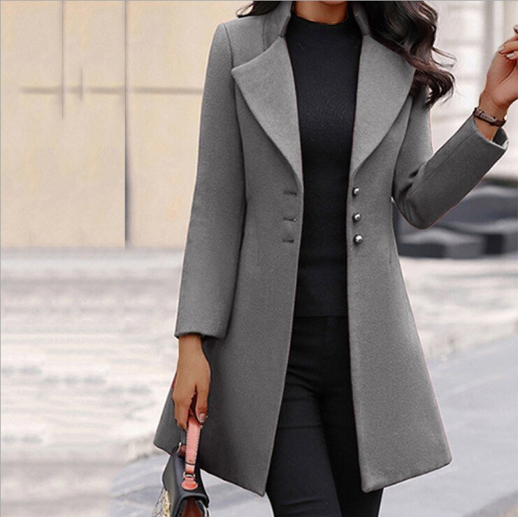 Wintermantel für Damen warm und elegant in Dunkelgrau