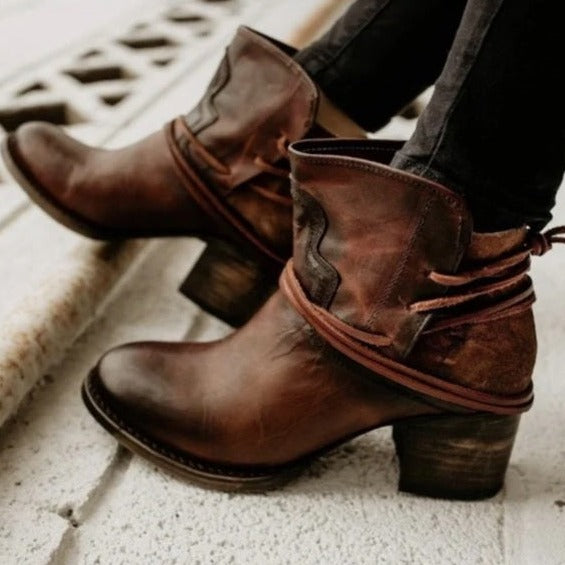 Winterschuhe Damen Leder Boho mit Fransen in Braun