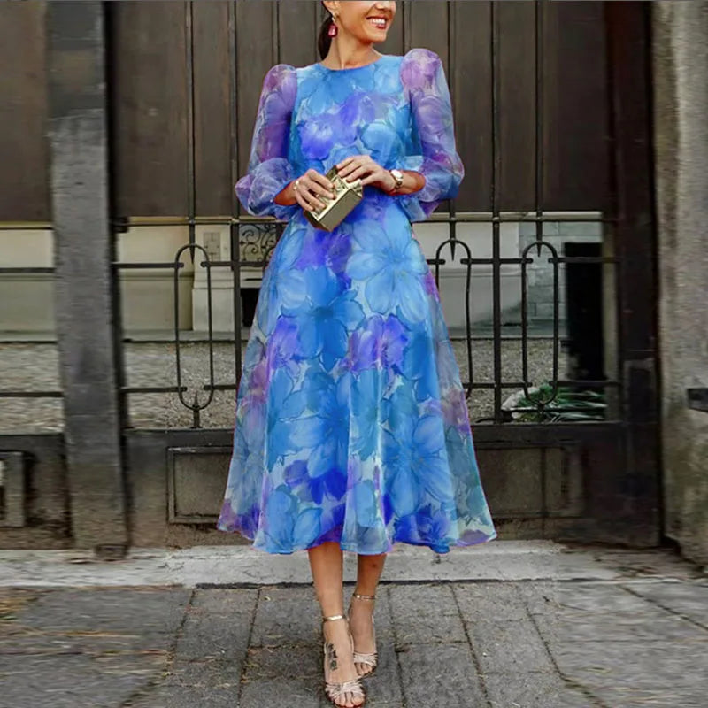 Women Wedding Guest Dress Formal en Azul