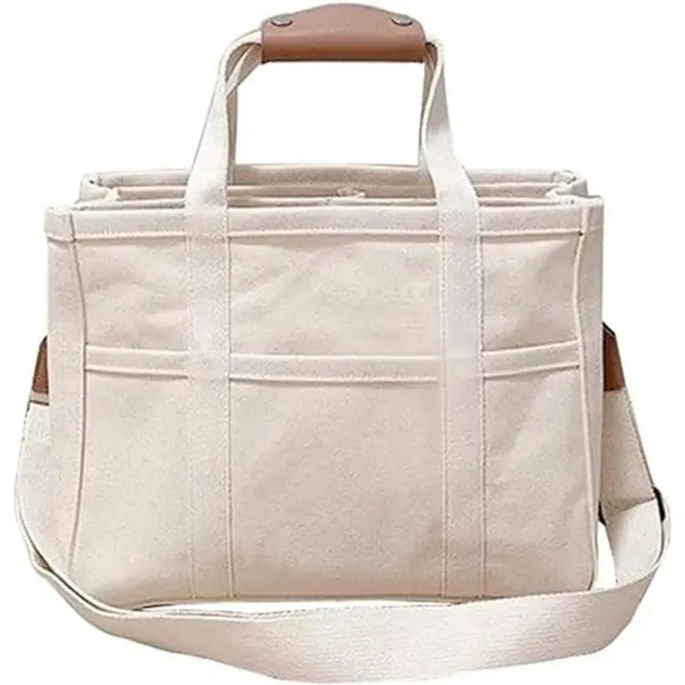 Women's Large-Capacity Multi-Pocket Canvas Tote en Beige