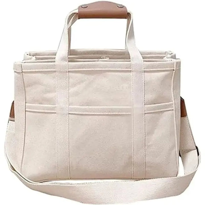 Women's Large-Capacity Multi-Pocket Canvas Tote en Beige