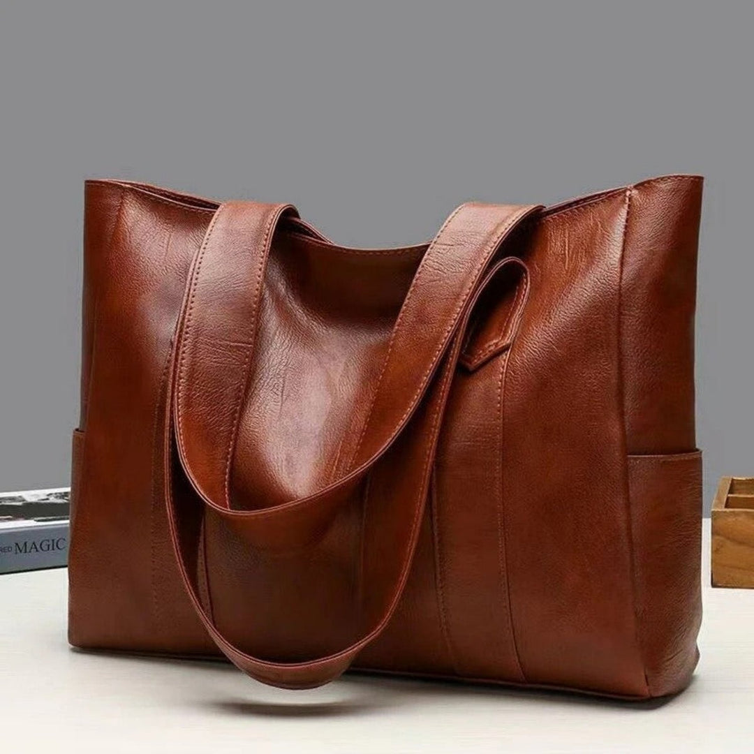 Women's Large-Capacity Vintage Leather Shoulder en Marrón