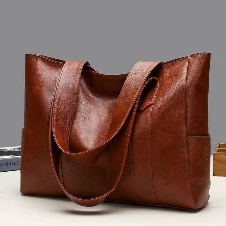 Women's Large-Capacity Vintage Leather Shoulder en Marrón