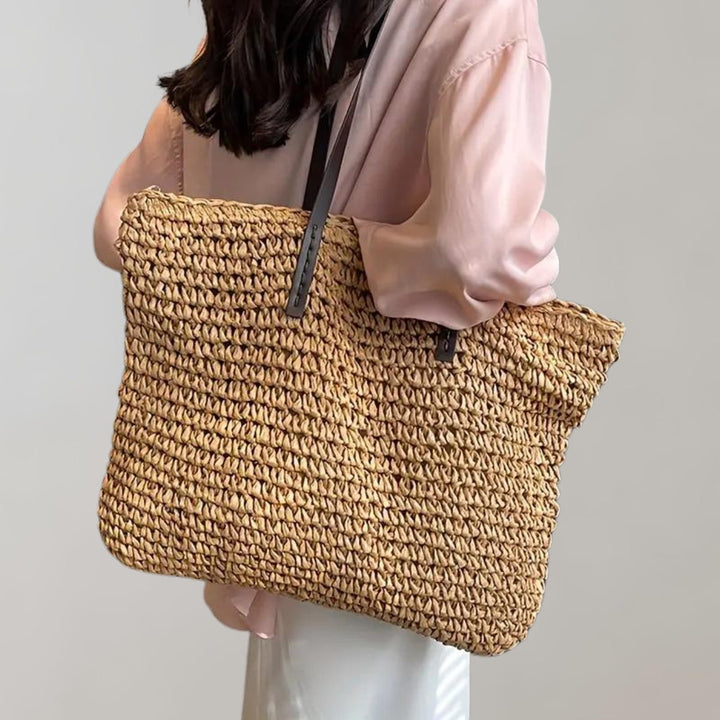 Women's Large Woven Raffia Bohemian en Caqui