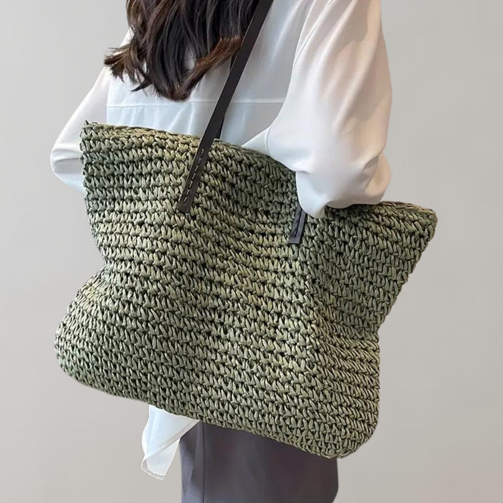 Women's Large Woven Raffia Bohemian en Verde