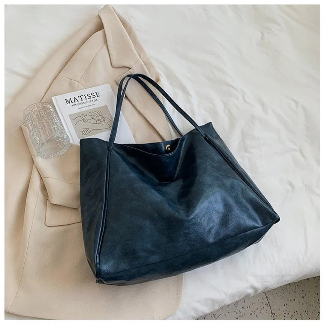 Women's Retro Large-Capacity PU Leather en Azul
