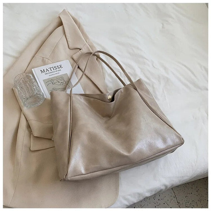 Women's Retro Large-Capacity PU Leather en Beige