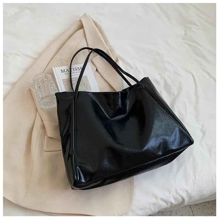 Women's Retro Large-Capacity PU Leather en Negro