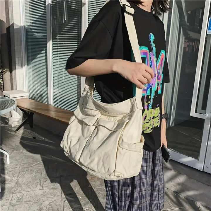 Women's Vintage Multi-Pocket Canvas Tote (4)